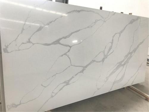 Supply polished slabs 0.8 cm in artificial aglo quartz POMPEI AA2021P. Detail image pictures 