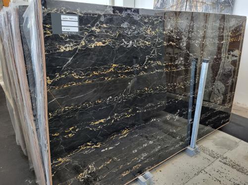 Supply polished slabs 0.8 cm in natural marble PORTORO EXTRA DL0151. Detail image pictures 
