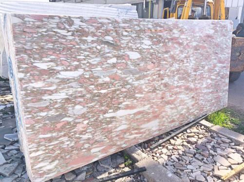 Supply sawn slabs 0.8 cm in natural marble ROSA NORVEGIA D200324. Detail image pictures 