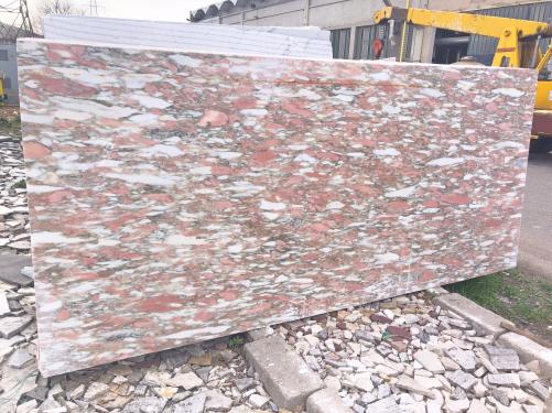 Supply sawn slabs 0.8 cm in natural marble ROSA NORVEGIA D200324. Detail image pictures 