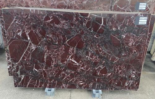 Supply polished slabs 0.8 cm in natural marble ROSSO LEVANTO CL0305. Detail image pictures 