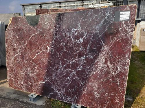 Supply polished slabs 0.8 cm in natural marble ROSSO LEVANTO CL0301. Detail image pictures 