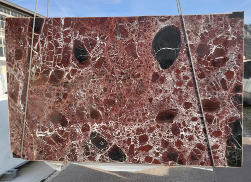 Supply polished slabs 0.8 cm in natural marble ROSSO LEVANTO CL0297. Detail image pictures 