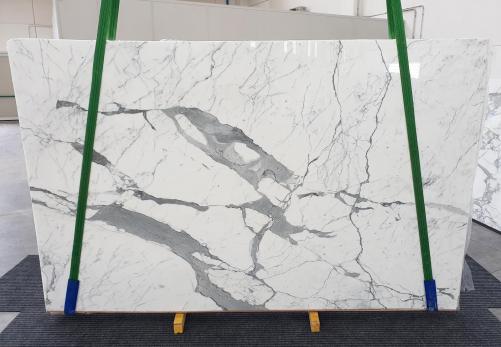 Supply polished slabs 0.8 cm in natural marble STATUARIO EXTRA 1249. Detail image pictures 