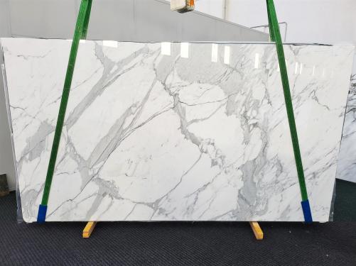 Supply polished slabs 0.8 cm in natural marble STATUARIO EXTRA 1674. Detail image pictures 