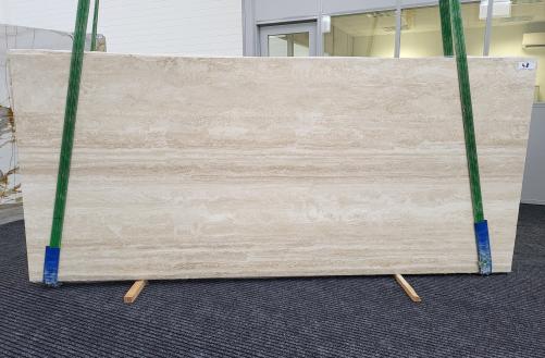 Supply honed slabs 0.8 cm in natural travertine TRAVERTINO ALABASTRINO 1308. Detail image pictures 