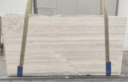 Supply honed slabs 0.8 cm in natural travertine TRAVERTINO ALABASTRINO 1866M. Detail image pictures 