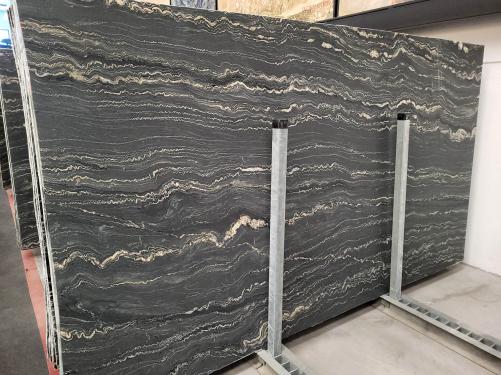 Supply brushed slabs 1.2 cm in natural quartzite TROPICAL STORM 26295. Detail image pictures 