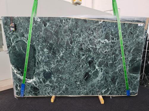 Supply polished slabs 0.8 cm in natural marble VERDE ISSORIE 1856. Detail image pictures 