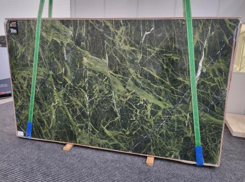 Supply polished slabs 0.8 cm in natural marble VERDE KARZAI 1953. Detail image pictures 