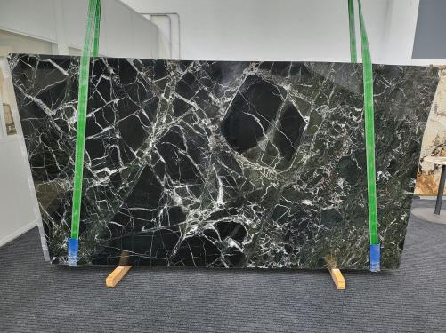 Supply polished slabs 0.8 cm in natural marble VERDE LEPANTO 1757. Detail image pictures 