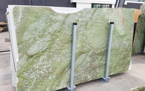 Supply polished slabs 0.8 cm in natural marble VERDE MING ZL0076. Detail image pictures 