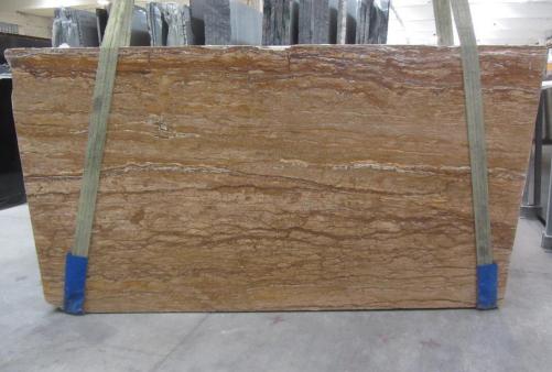 Supply polished slabs 1.2 cm in natural travertine WALNUT TRAVERTINE 1000M. Detail image pictures 