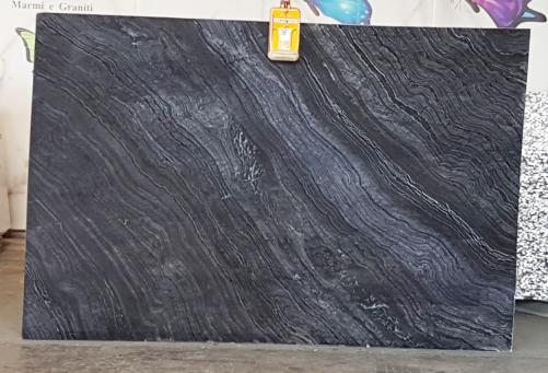 Supply polished slabs 0.8 cm in natural marble Zebra Black UL0079. Detail image pictures 